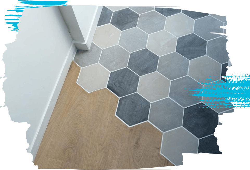 Carrelage hexagonal et bois